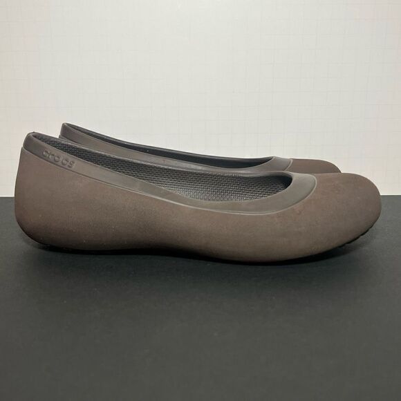 Womens CROCS Dark Brown Slip On Ballet Flats / Size 7 - Picture 2 of 9